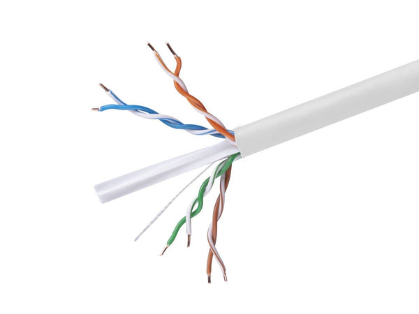 Riktigt bra Cat6 U/UTP kabel för tillverkning av egna nätverkskablar. 6mm diameter. Oskärmade tvinnade par. Utan avskärmning. Levereras i praktisk rollout-låda.